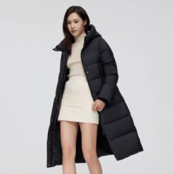 Fashionable Off-season Duck Down Puffer Coat That Flatters Your Figure And Falls Below The Knee - Black, L