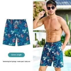 Couples Loose Quick-Drying Beach Shorts With Digital Print - Color D, M