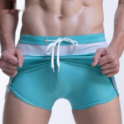 Hot Spring Lace-up Men's Boxer Casual Swimming Trunks - Sky Blue, XL