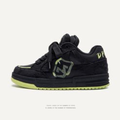 Women's Creative All-match Printed Flat Sneakers - M018 Black And Green, 39