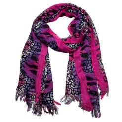 Alternative view of Hot Pink Printed Viscose Scarf - Extra Long Scarf 72inchx22inch
