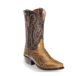 Mens Embroidered Pointed-Toe Patchwork Quilted Boots - Yellow, 43