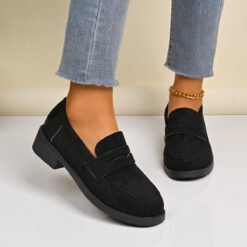 British-style Low-top Vintage Suede Shoes - Black, 41