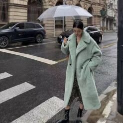 Womens Long Cashmere-Like Coat - Deep Forest Green, 2XL