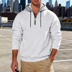 Light-luxury Commuter-style Long-sleeve Hoodie With A Stand-up Collar - White, M