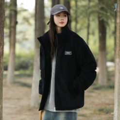 New Winter American-style Corduroy Cotton Coat With A Premium High-end Feel - Black, S