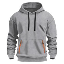 New Fallwinter Mens Fleece-lined Hoodie - Light Gray, XXL