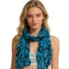 Turquoise Printed Crinkle Scarf - Summer Beach Cover-Up Accessory