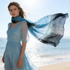 Alternative view of Turquoise Metallic Scarf - Shimmer Skinny Scarf 66inchx9.4inch