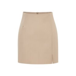 High-waisted Front-slit Versatile Form-fitting Stretchy Pencil Skirt - Khaki, L