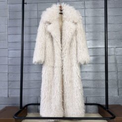 Womens Elongated Wool Coat With A Tailored Lapel - Milky White, XL