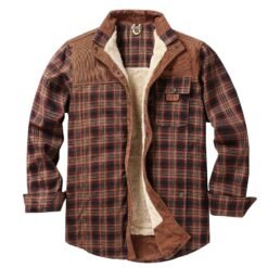 European-size Plaid Shirt Mens Outerwear - Red Coffee, 3XL