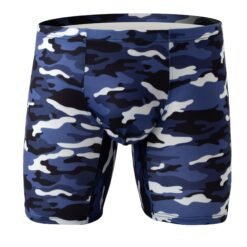 Men's Camouflage Loose U Convex Casual Sports Boxers - Deep Blue Camouflage, XL