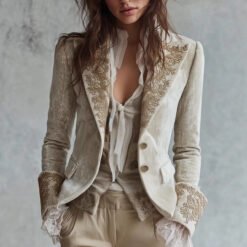 Womens Fashion Printed Lapel Flare-Sleeve Blazer