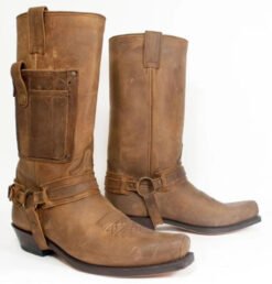 Embroidered Knight High-Heel Leather Mens Boots - Brown, 47