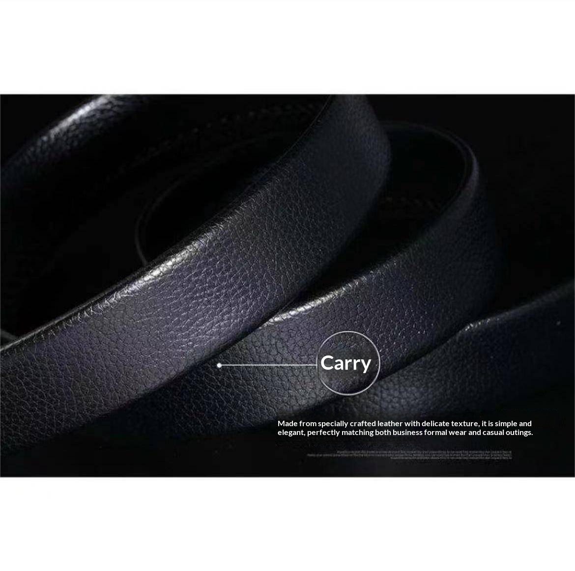 Mens Smooth Leather Belt With Automatic Buckle 1 Piece - Image 3