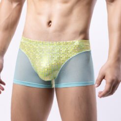 Men's Sexy Boxer Shorts - Yellow Green, XL