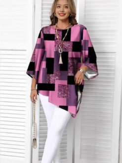 Relaxed, Casual Top With An Asymmetrical Hem - Red, 1XL