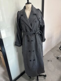 Elegant Wool Long Coat New Casual-style Outerwear - Gray, S