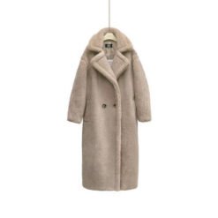 Womens Long Cashmere-Like Coat - Light Brown, L
