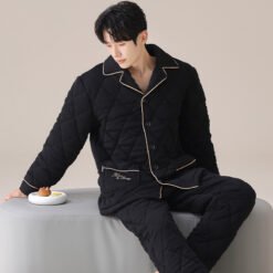 Mens Three-layer Quilted Loungewear For Fall And Winterwear It Indoors Or Out