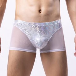 Men's Sexy Boxer Shorts - White, S
