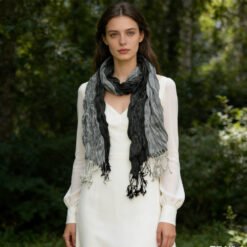 Alternative view of Jacquard Polyester Long Scarf For Women - Grey Winter Accessory 71inchx28inch