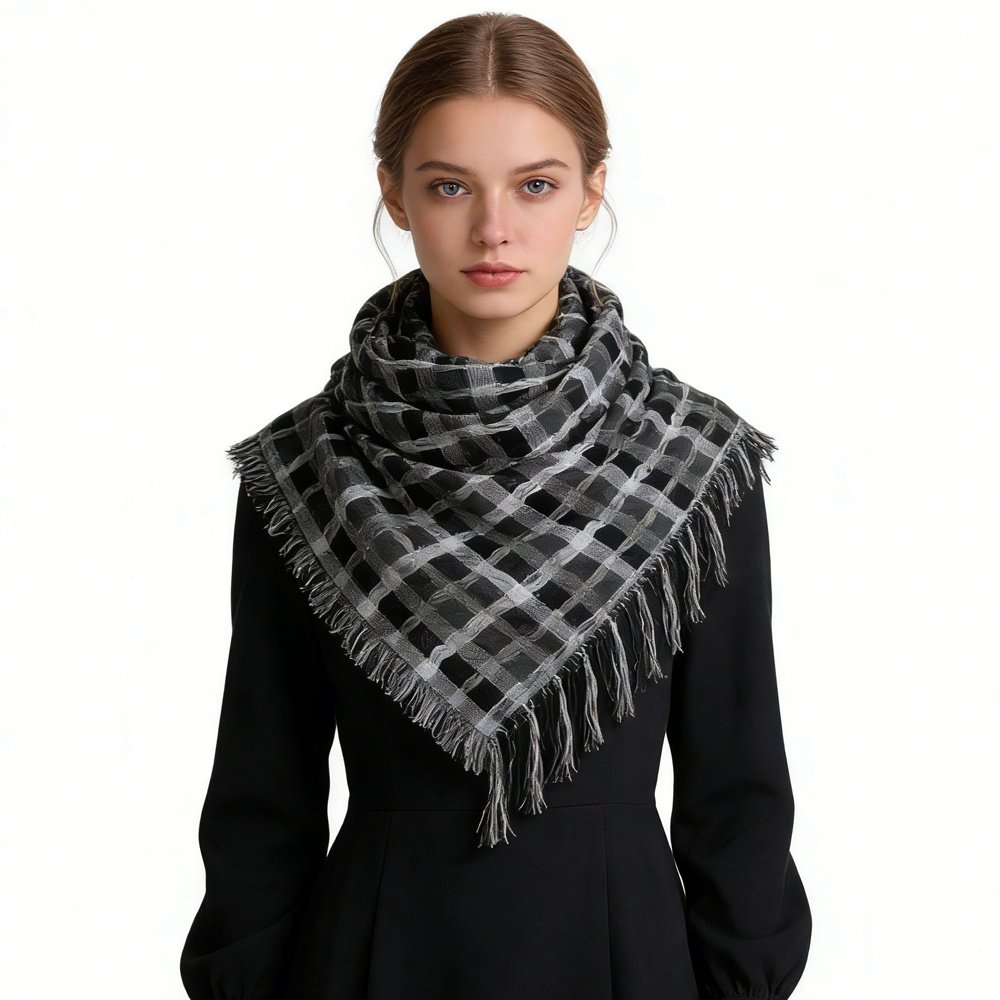 2pcs Grey Leopard Printed Square Scarf , Minimalist Head Scarf ,Luxe Look For Evening Wear,Scarf,vacation,daily Life,evening Party,Office Appropriate Subtlety For Women Men - Image 3