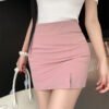 High-waisted Front-slit Versatile Form-fitting Stretchy Pencil Skirt