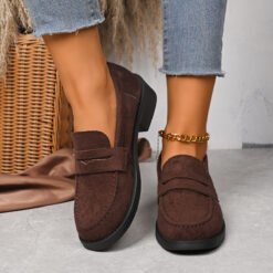 British-style Low-top Vintage Suede Shoes - Dark Brown, 38