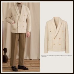 Double-breasted Knit Blazer Casual Sweater - Apricot, 3XL