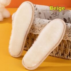 Children's Warm Insole Winter Fleece-lined Thickened Super Soft Sweat Absorbing And Deodorant - Beige, 28Size