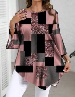 Relaxed, Casual Top With An Asymmetrical Hem - Lotus Root Color, 2XL