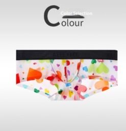 Men's Non-low-rise Ultra-thin Leopard Print Boxer Briefs - Heart, 3XL