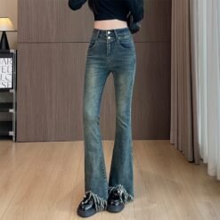 Retro Fleece Lined High Waisted Flare Pants