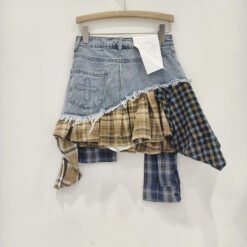 Alternative view of Irregular Hem Patchwork Denim Skirt For Women