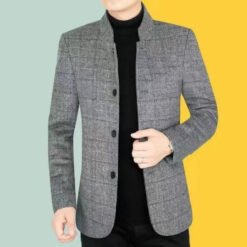 Mens Casual Blazer For Fall And Winter - Gray, 4XL