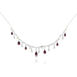 S925 Silver Natural Topaz Necklace - Natural Garnet