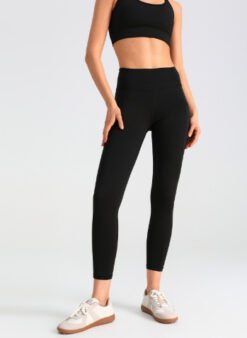 Mesh Side-pocket Stretchy Athletic Leggings - Black, S