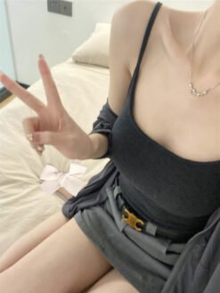 Outerwear Base Layer Camisole With Built-in Chest Pads - Gray, Free Size