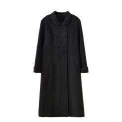 Womens Warm Retro Fitted Wool Coat - Black, XL