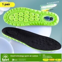 Pu Air Cushion Shock Absorption Thickened Massage Breathable Sweat Absorbing Argy Wormwood Insole - Green, 45to46