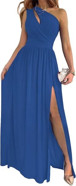 Alternative view of Women's One Shoulder High Split Cutout Sleeveless Elegant Sexy Cocktail Maxi Dress