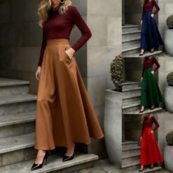 Elegant Solid-Color Skirt For Women