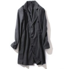 Mens Mid-length Long-sleeve Wool Coat Autumnwinter Wool Outerwear - Dark Gray, L