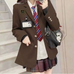Springautumn Korean Style Navy Blazer For Women - Coffee, L
