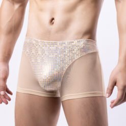 Men's Sexy Boxer Shorts - Skin Color, M