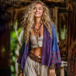 Linen Shawl-printed Buttonless Shirt Travel Ethnic-style Shawl - GKNH57164U2, 4XL