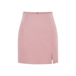 High-waisted Front-slit Versatile Form-fitting Stretchy Pencil Skirt - Pink, L