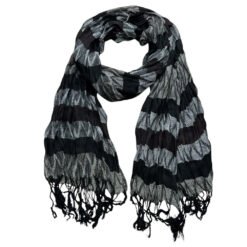 Alternative view of Beige Jacquard Crinkle Scarf - Textured Boho Scarf 66inchx28inch